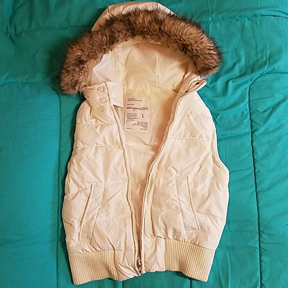 White puffer vest