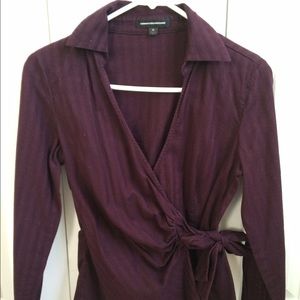 Burgundy cross-over Express dress shirt