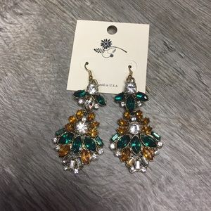 Pageant chandelier rhinestone prom earrings nwt