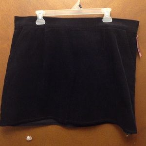 Boho style black corduroy mini skirt