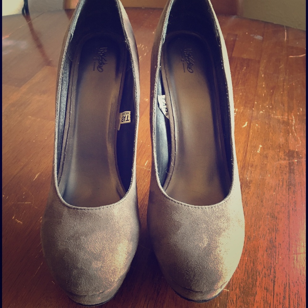 Mission Grey suede heels