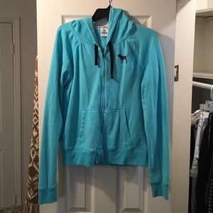 Blue jacket with extra large hood