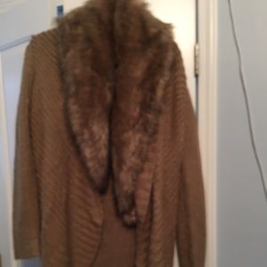 Jennifer Lopez long fur trim cardigan