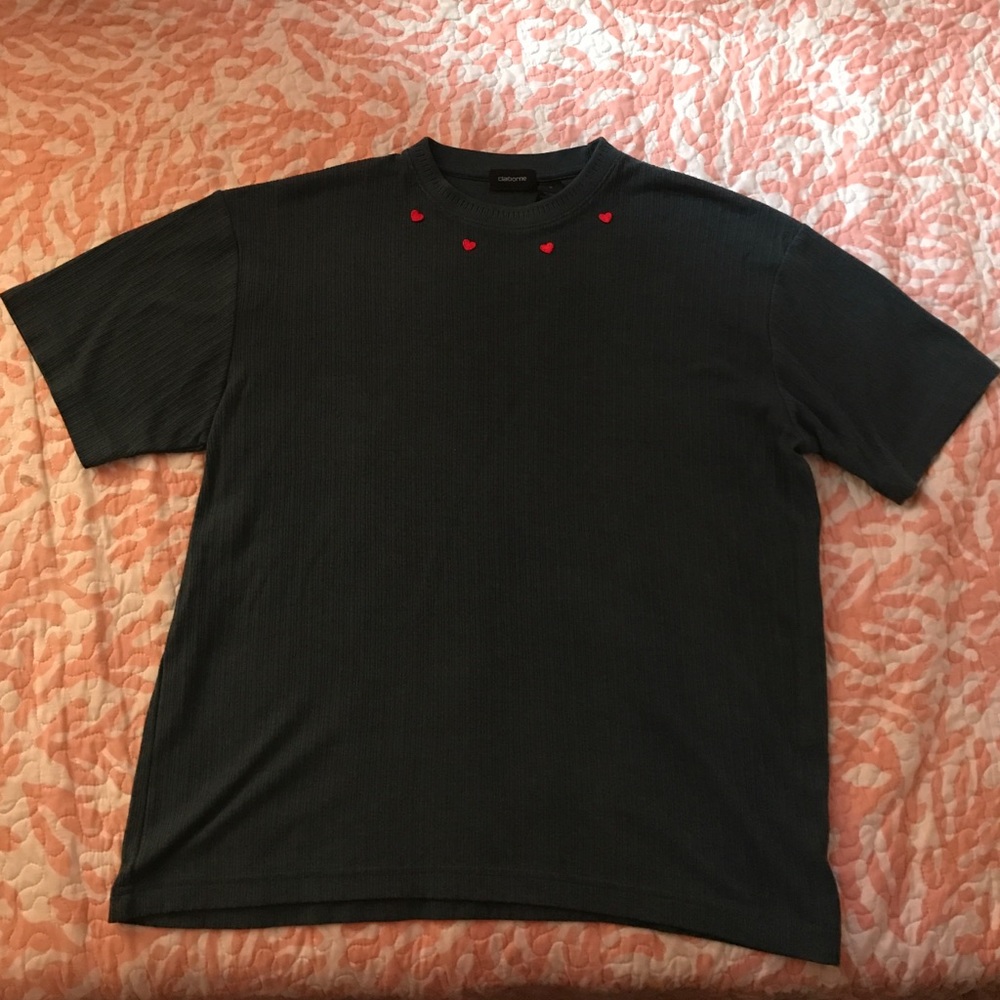 heart collared teal top