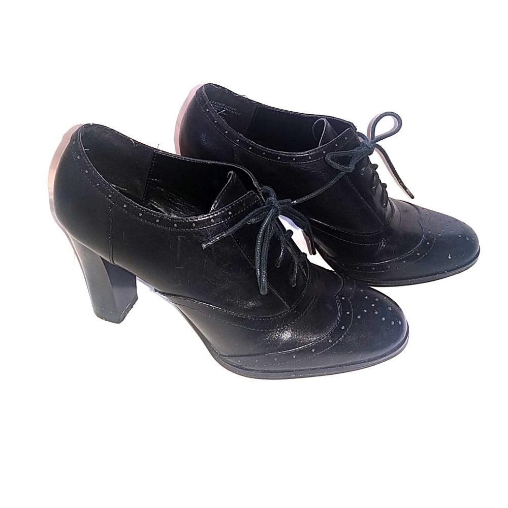 Black wingtip ankle boots