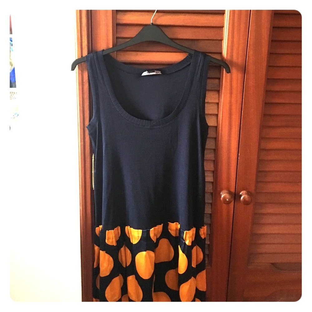 Dress, silk polka dotted skirt