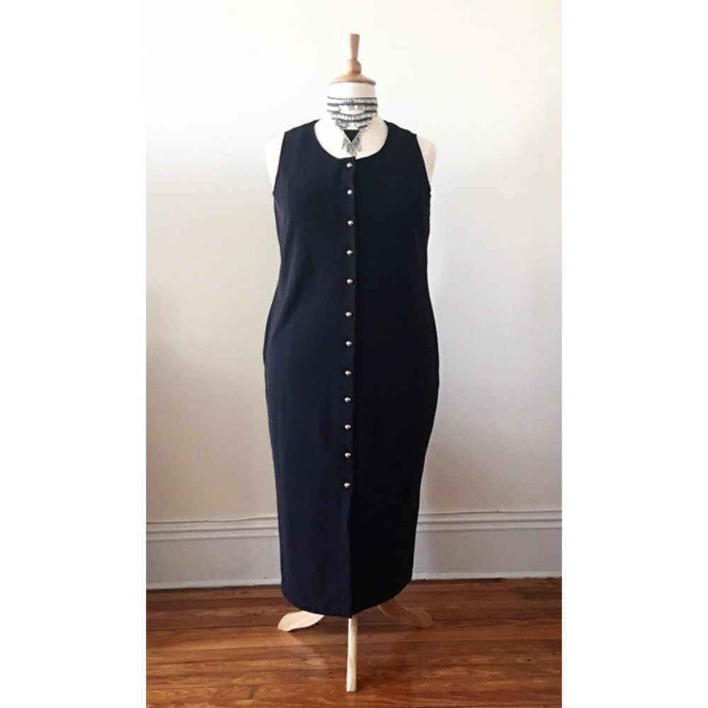 Sleeveless Black Button Down Dress