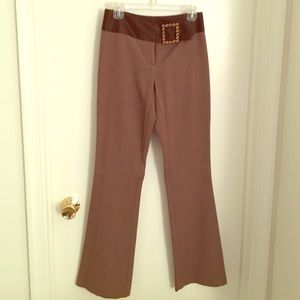 Cache brown herringbone pant with jeweled buckle