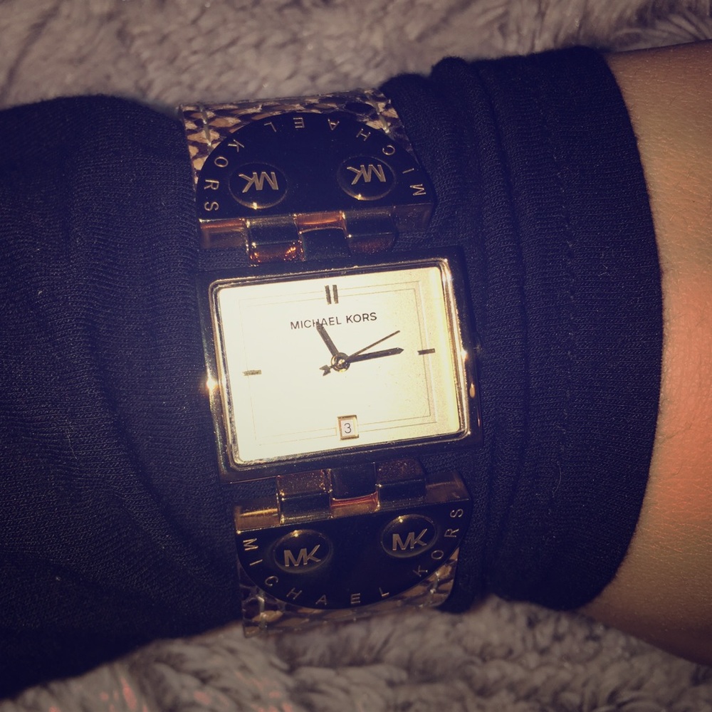 Michael Kors Gold Snakeskin Print Watch