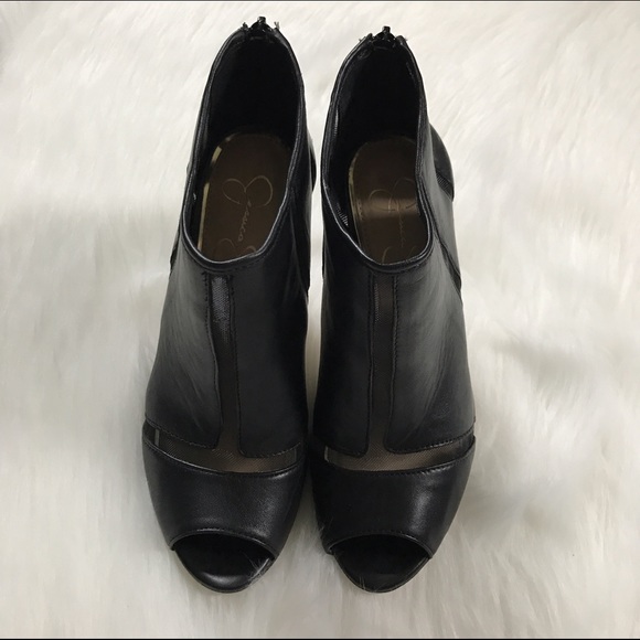Jessica Simpson mesh peep toe leather booties 8.5 - Picture 2 of 5