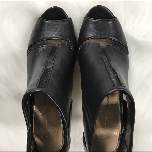 Jessica Simpson mesh peep toe leather booties 8.5 - Picture 4 of 5