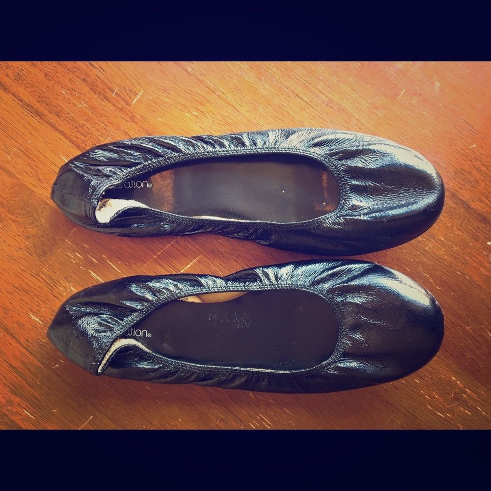 Patent leather ballet flats.