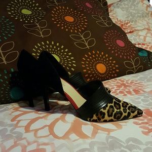 black and leopard print heels