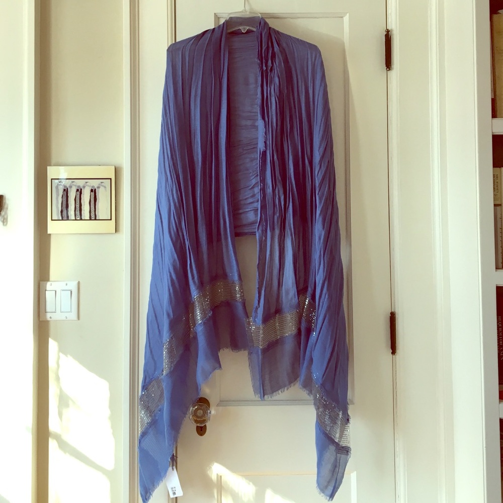 NWT-Gorgeous blue wrap with silver sequins!