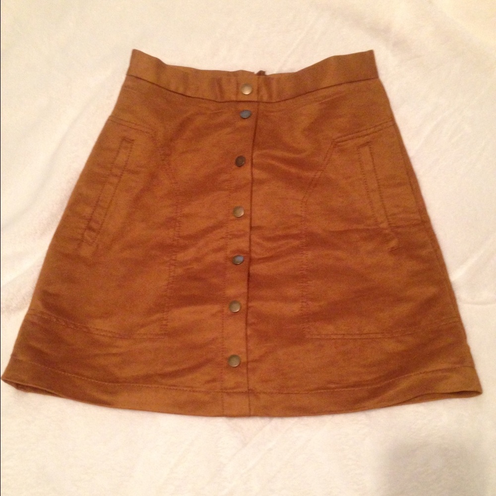 faux suede button up skirt