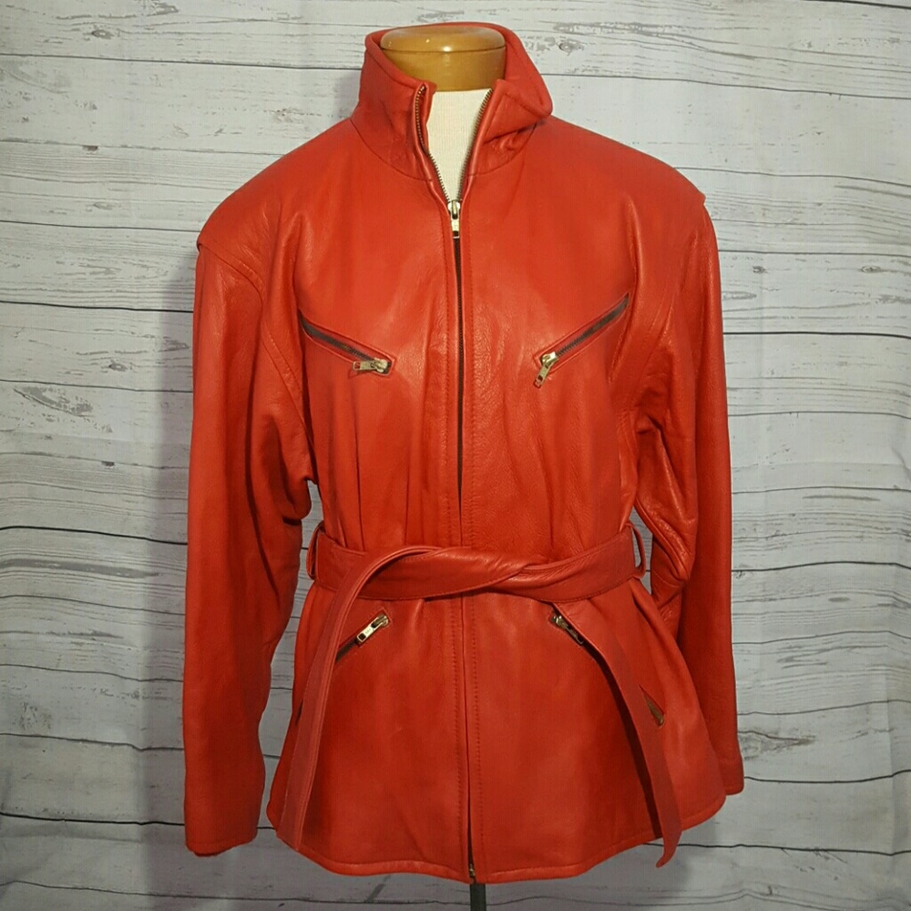 Red Genuine Leather Michael Jackson Style Jacket