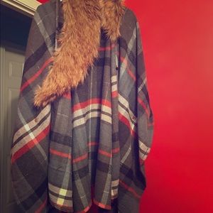 Plaid poncho