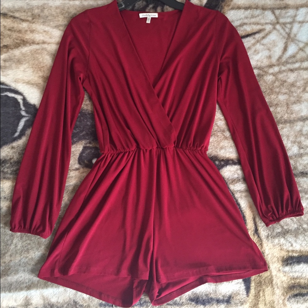 Burgundy Plunging Romper