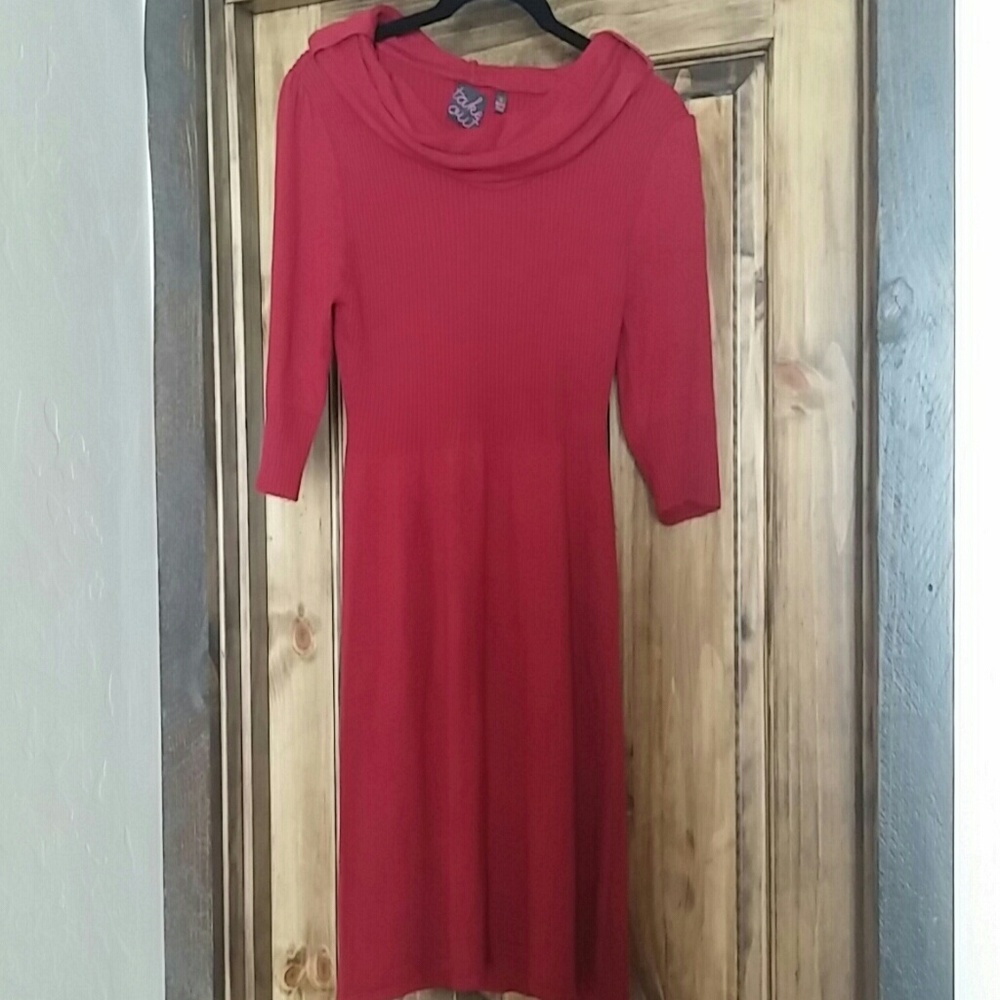 Red knit dress fits