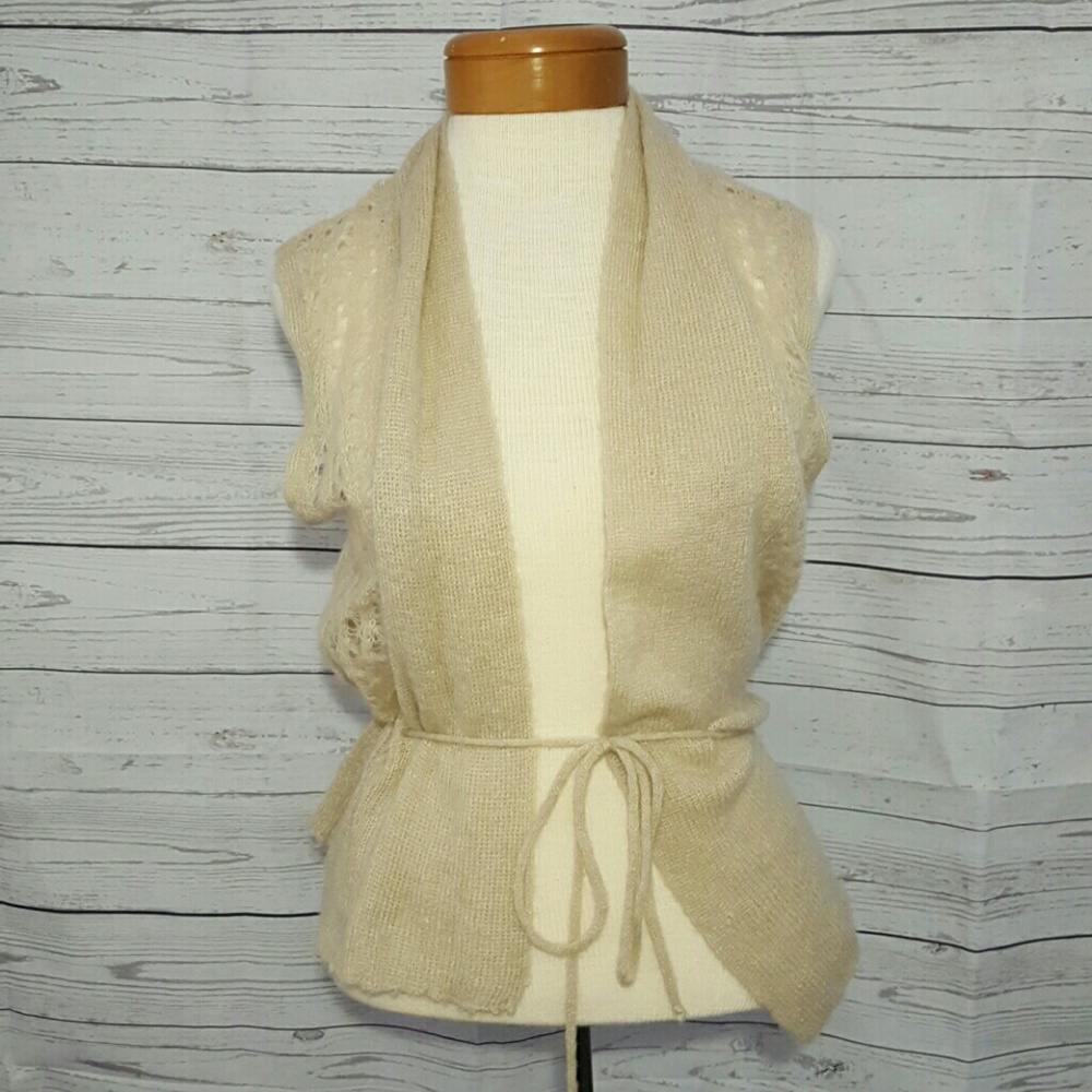 Knitted Tan Tie Up Vest