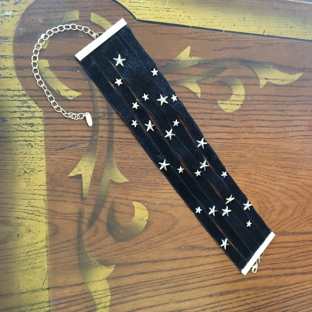 Free People velvet choker with gold star studs