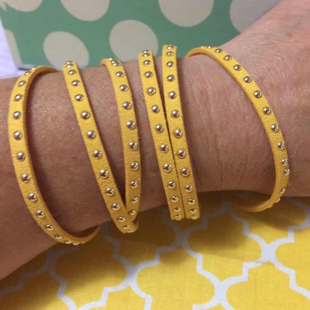 24" Yellow Wrap Bracelet w/Gold Tone Embellishment