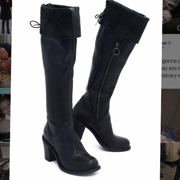 Fiorentini + Baker Black Leather Tall High Boot 38 - Picture 5 of 6