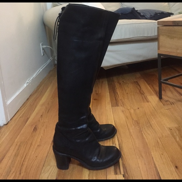 Fiorentini + Baker Black Leather Tall High Boot 38 - Picture 2 of 6