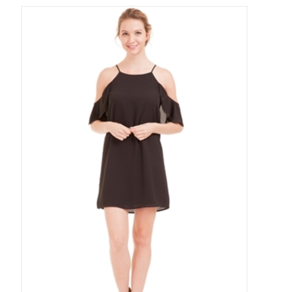 OFF THE SHOULDER FLUTTER DRESS