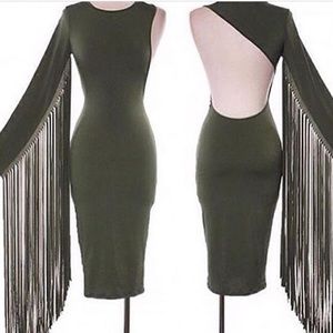 Side boob olive dress