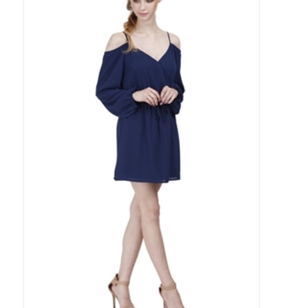 COLD SHOULDER V-NECK DRESS