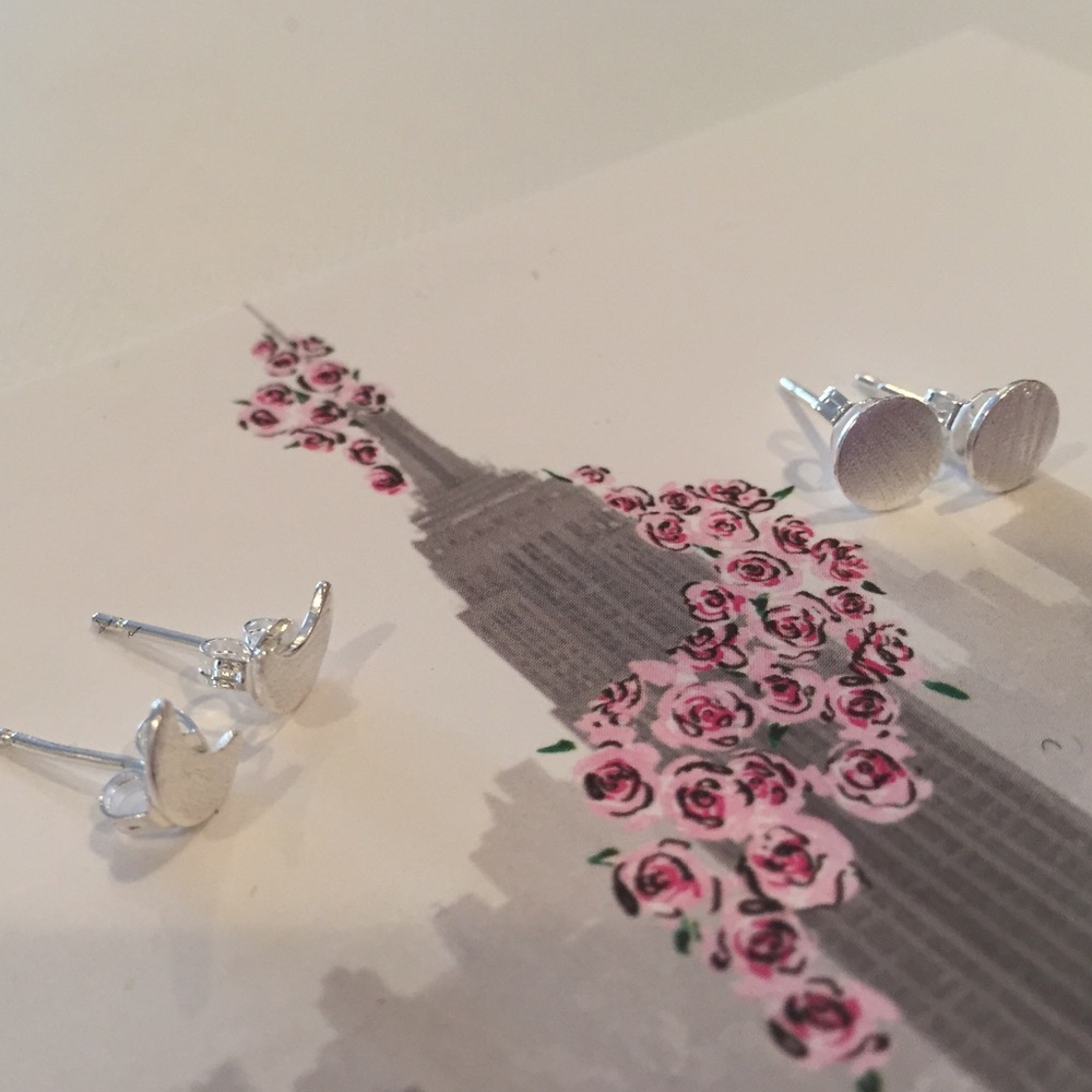 * Sterling Silver (925) Moon or Half Moon Studs - Picture 4 of 4