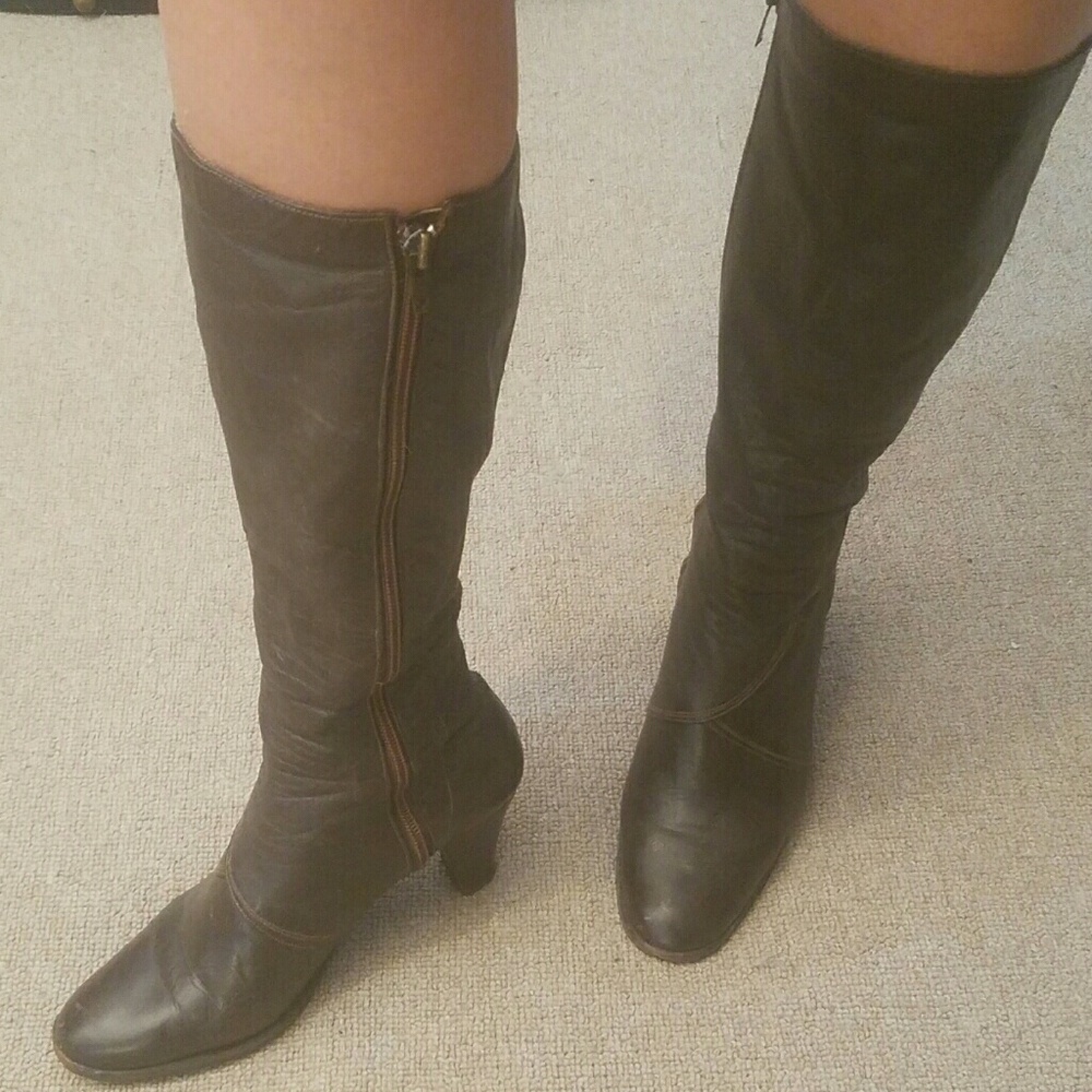 Mid Calf Leather Boots