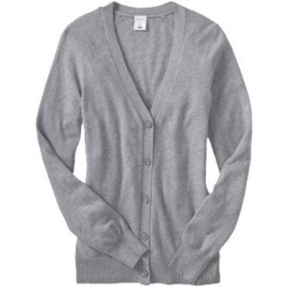 Gray knit button cardigan