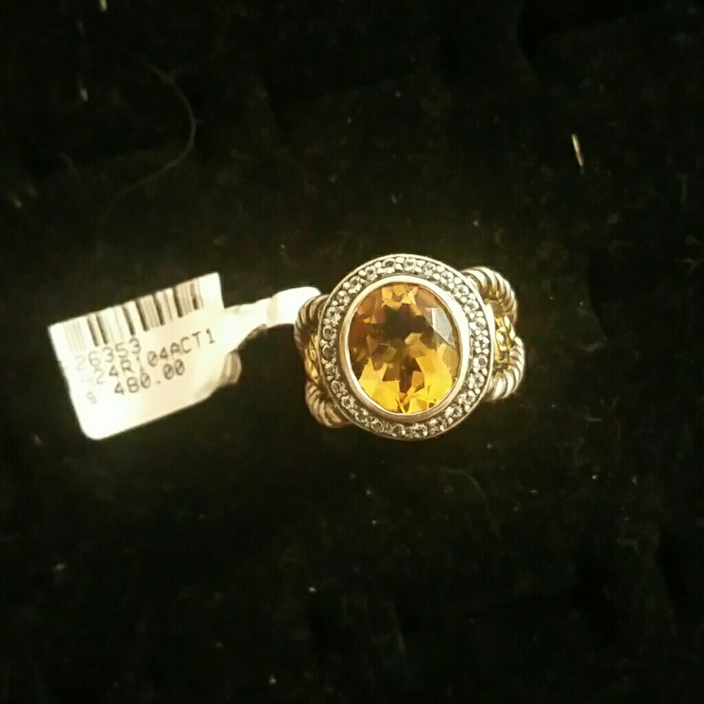 Ladies silver and 14k yellow gold ring