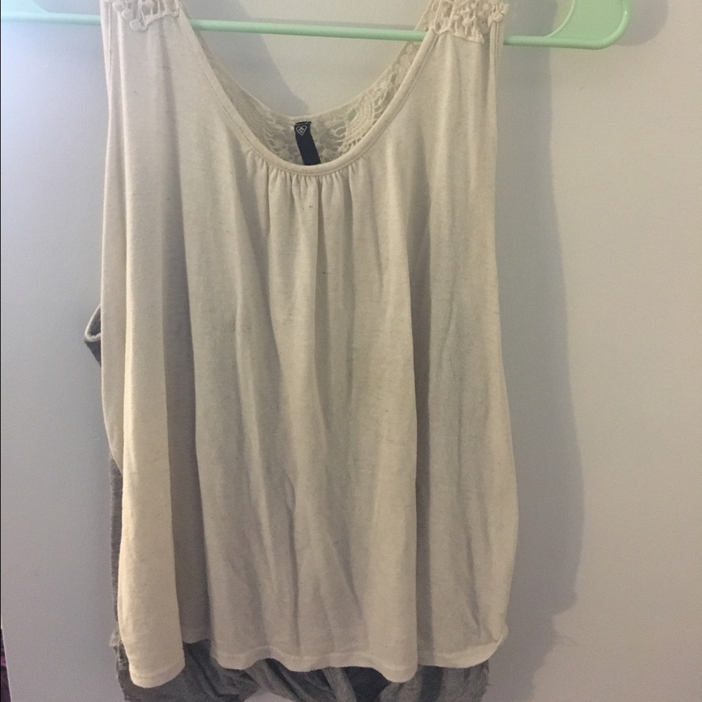 White/grey open back tank top