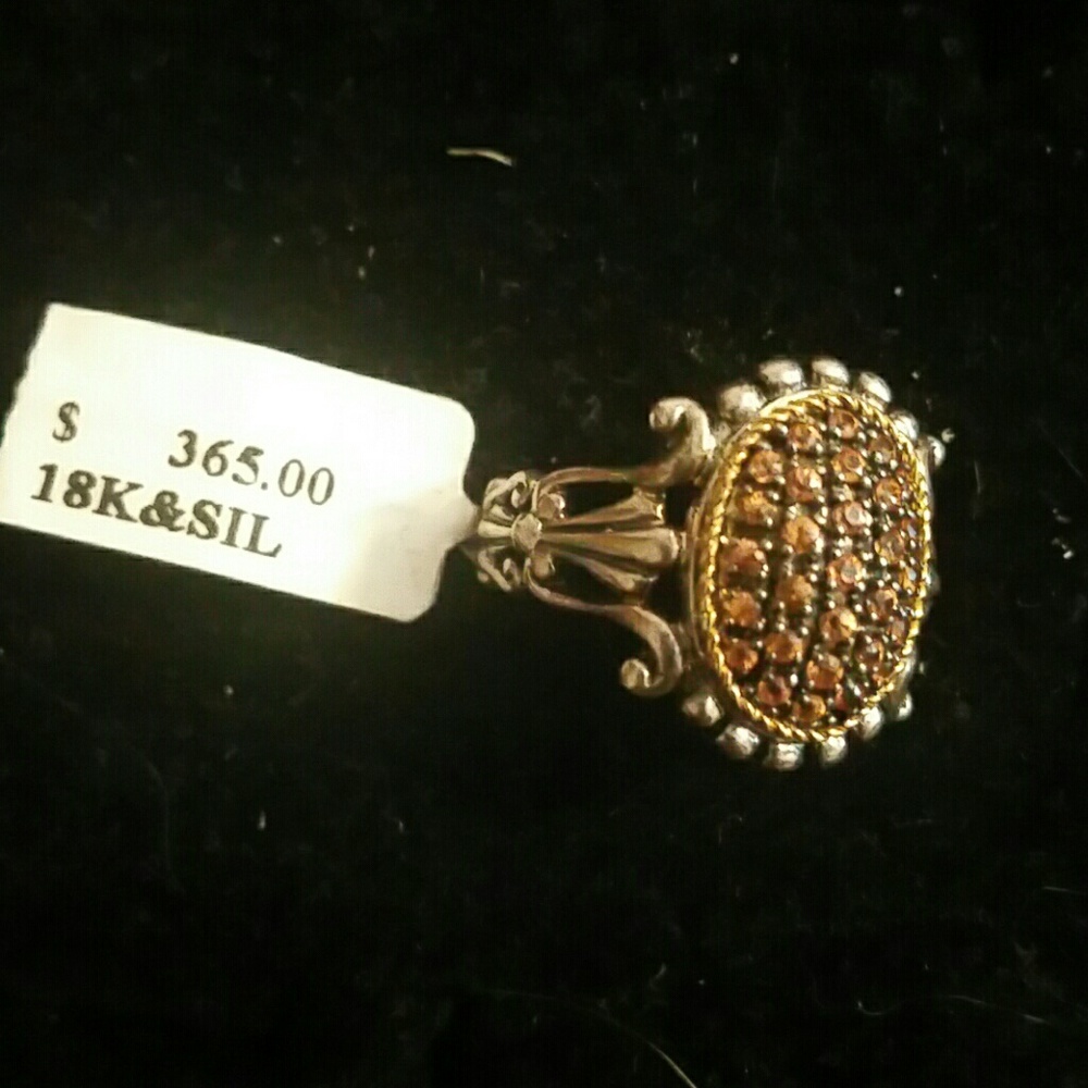 Ladies silver and 18k yellow gold ring