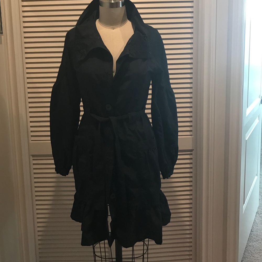 Black trench raincoat
