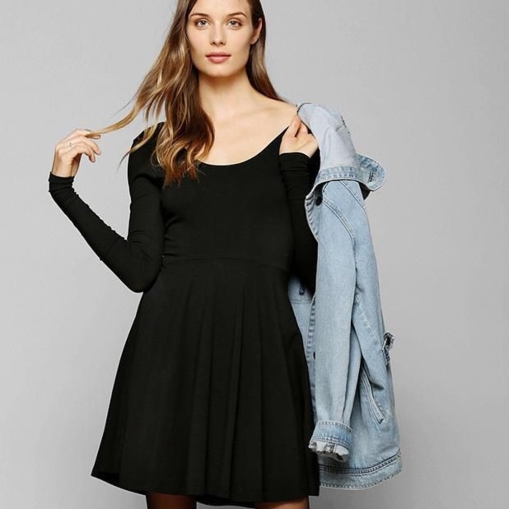 Black skater dress with long sleeves