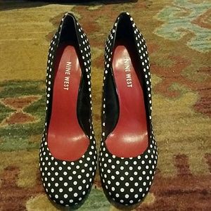 Nine west womens polk a dot shoes sz 6.5