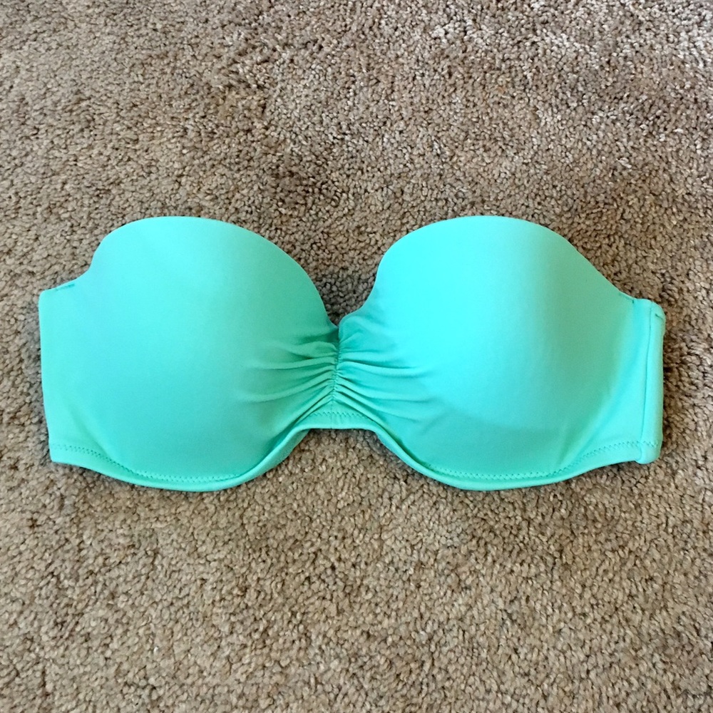 PINK Strapless Teal Swim Top