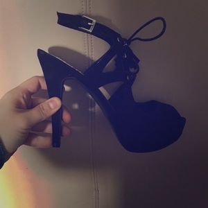 Black Suede Lace-up Heels