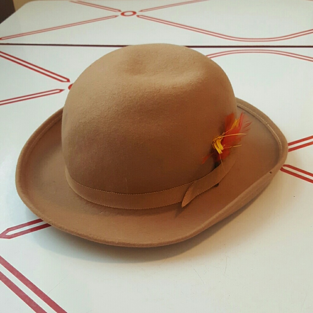 100% wool small vintage bowler-style hat