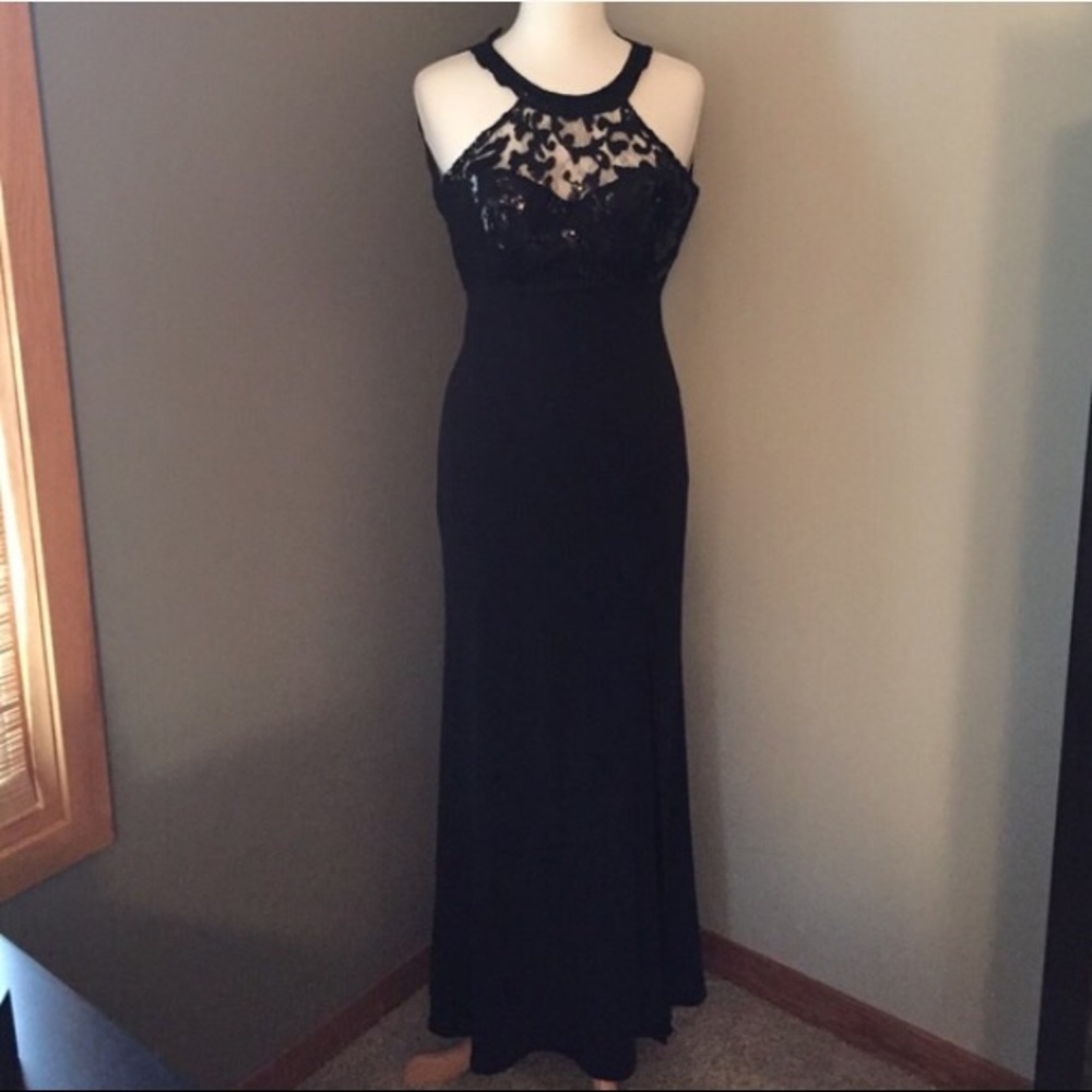 Black sequin evening gown