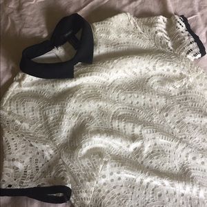 Forever 21 White Lace Dress With Black Collar
