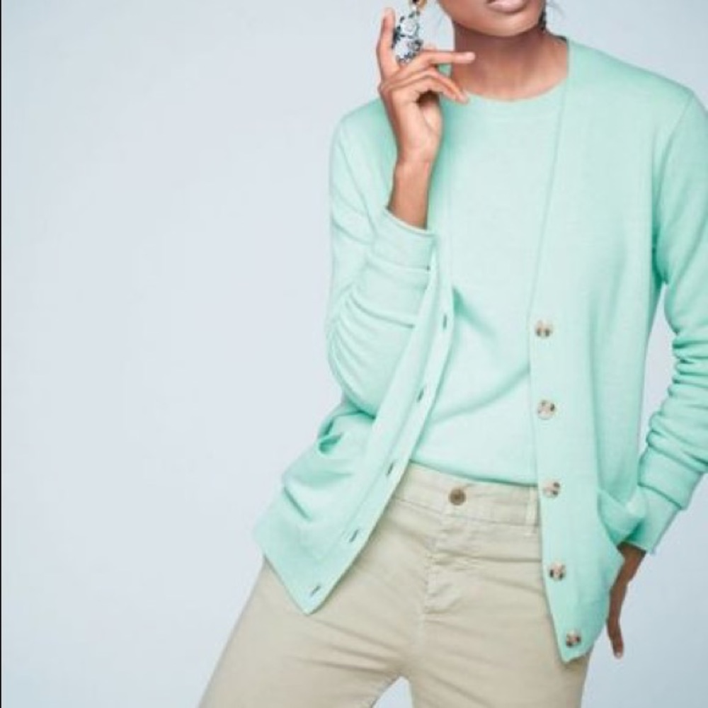 J.crew 100% cashmere mint cardigan