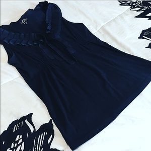 LOFT Navy Ruffle Tank