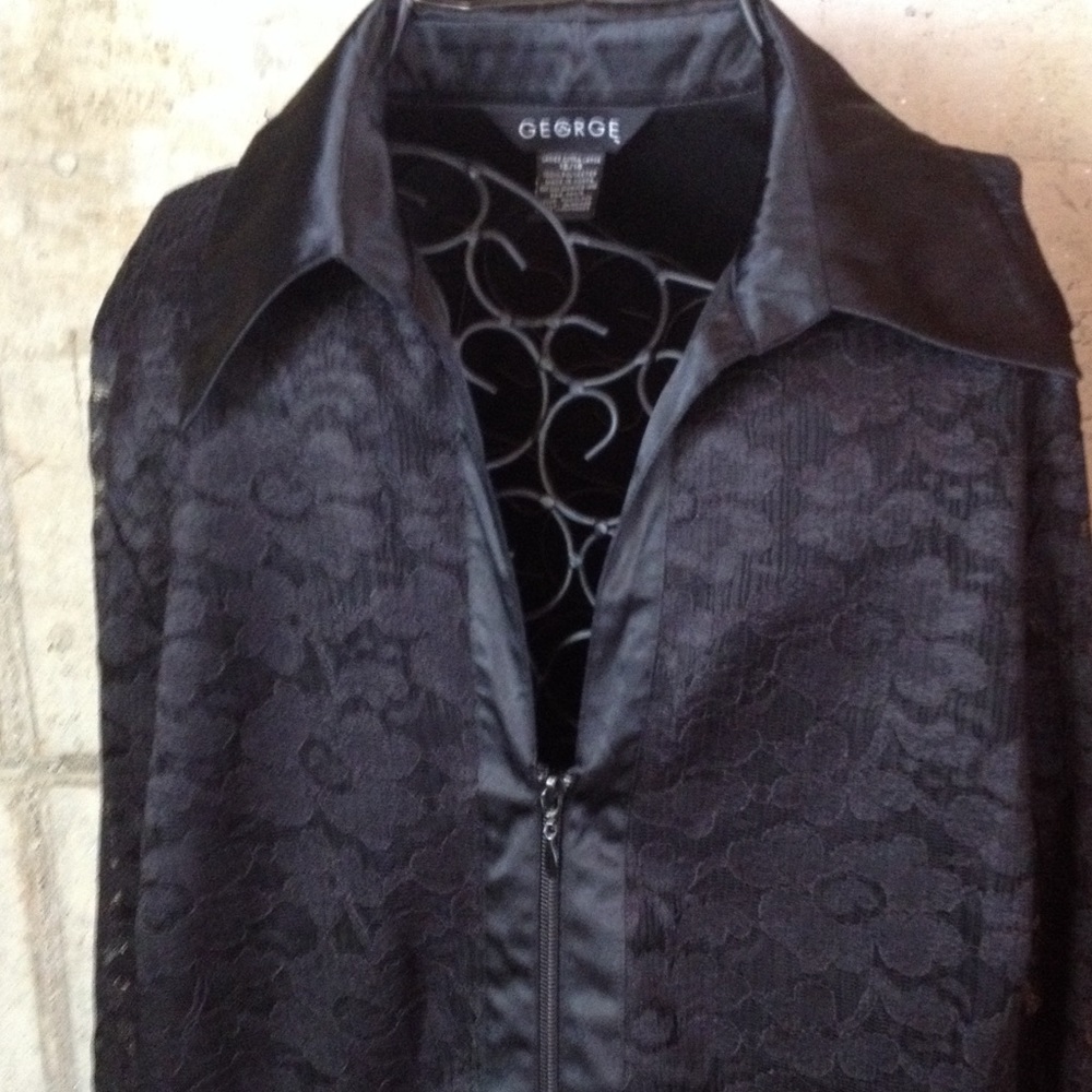 George black zip up top-jacket with lace Size XL - Picture 1 of 4