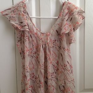 Lauren Conrad shear cream shirt & burgundy cami