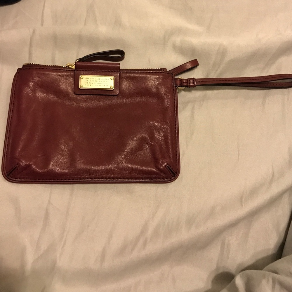 Marc By Marc Jacobs maroon leather clutch